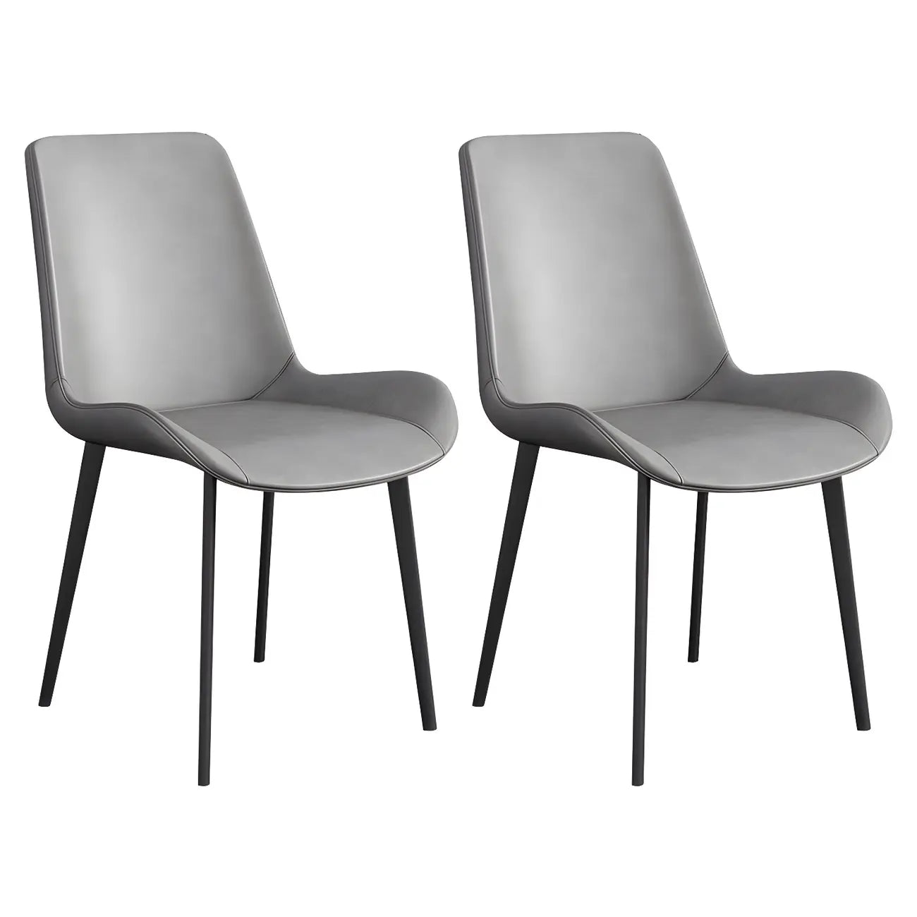 Chaise de salle à manger Parsons sans accoudoirs, revêtue de cuir et inclinée