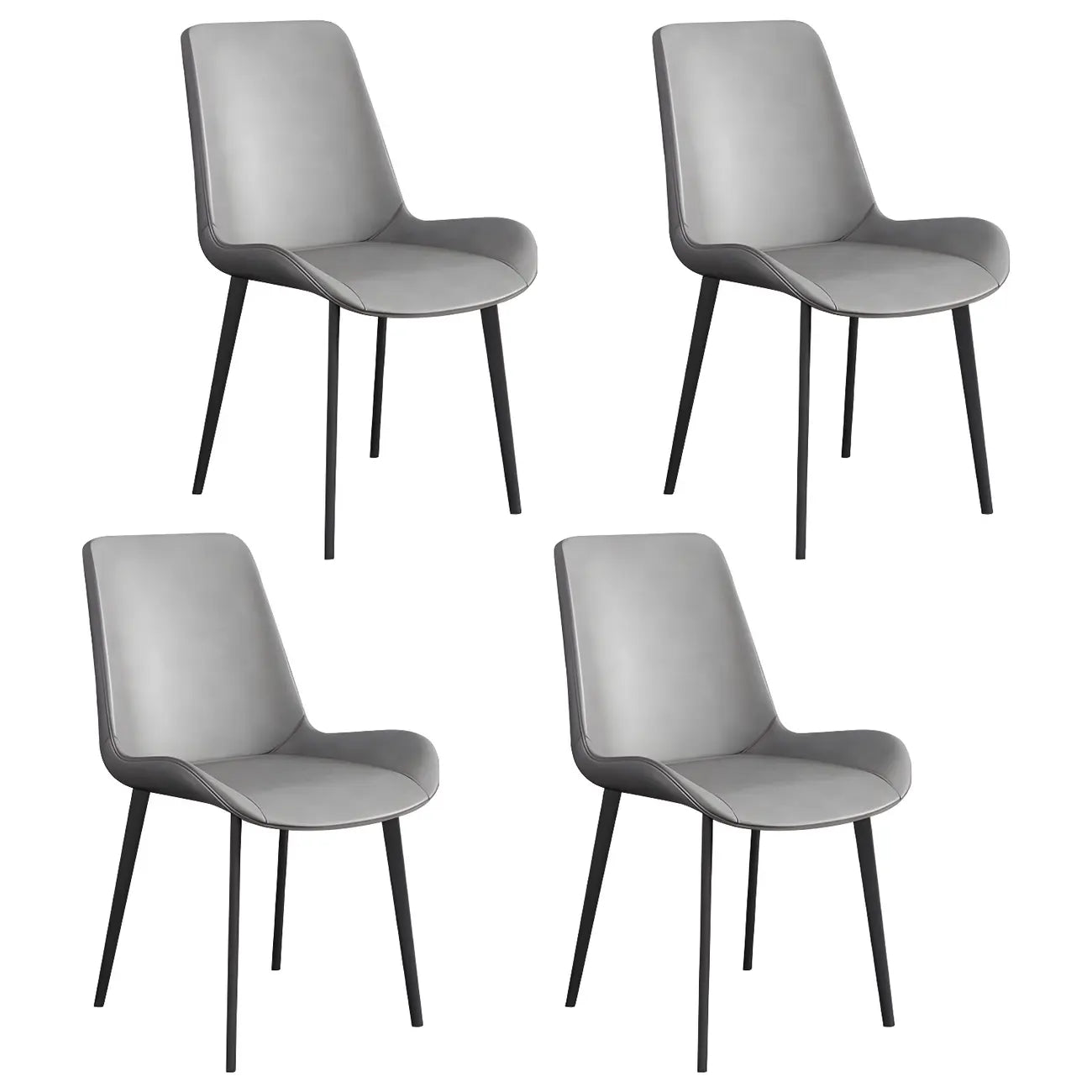 Chaise de salle à manger Parsons sans accoudoirs, revêtue de cuir et inclinée