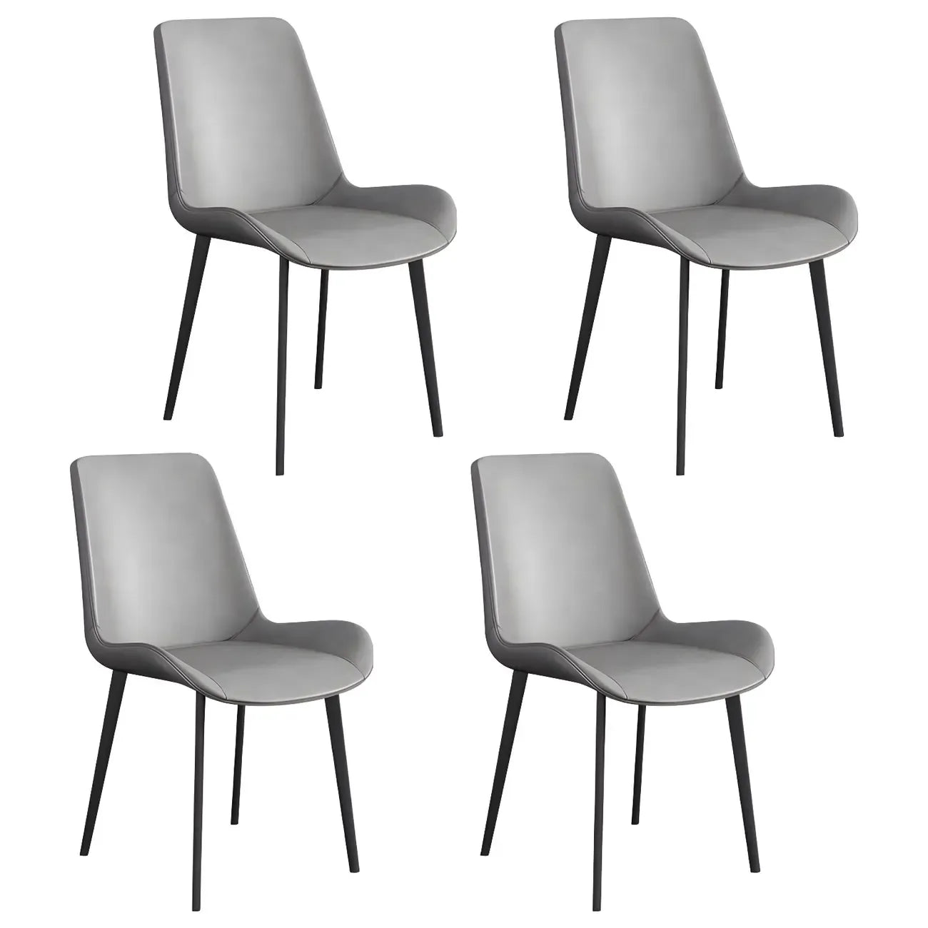 Chaise de salle à manger Parsons sans accoudoirs, revêtue de cuir et inclinée