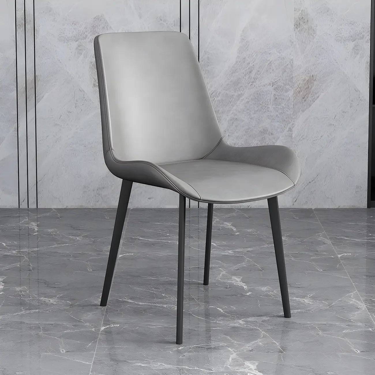 Chaise de salle à manger Parsons sans accoudoirs, revêtue de cuir et inclinée