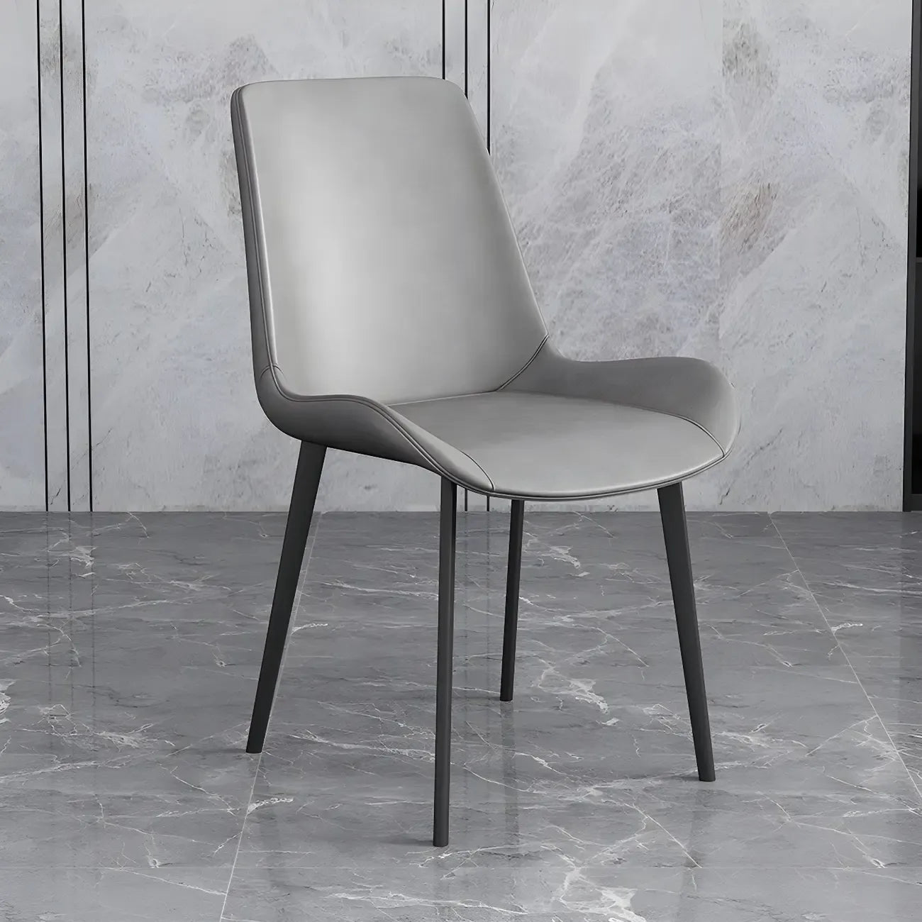 Chaise de salle à manger Parsons sans accoudoirs, revêtue de cuir et inclinée