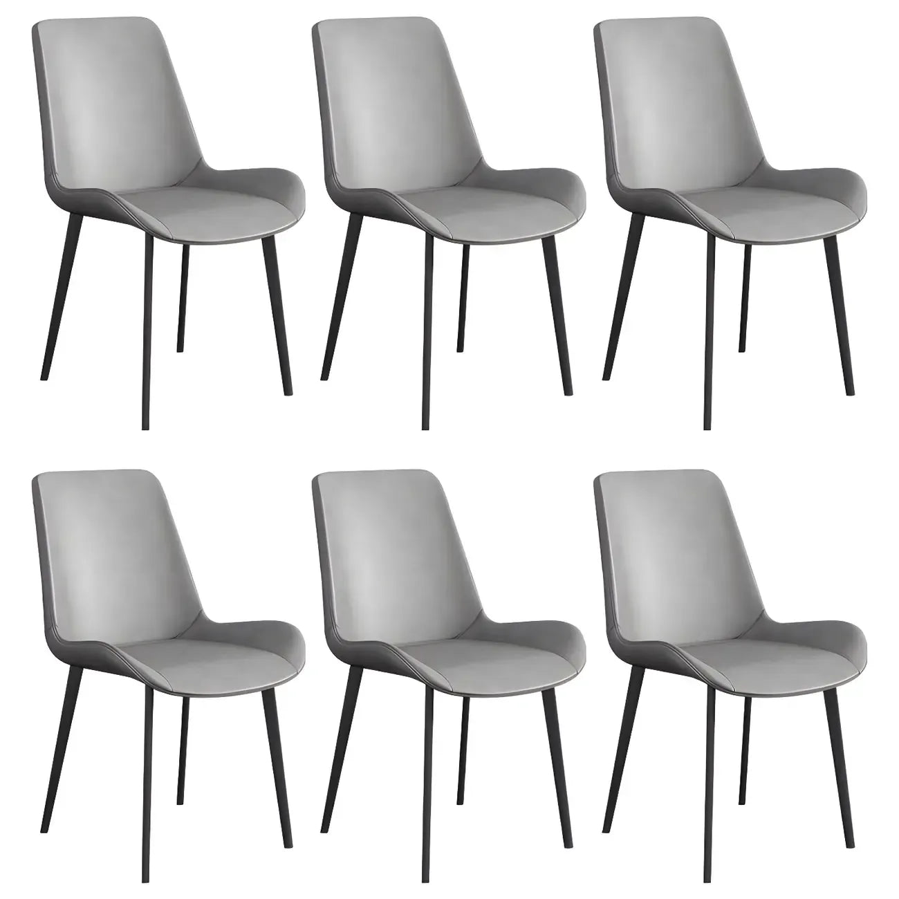 Chaise de salle à manger Parsons sans accoudoirs, revêtue de cuir et inclinée