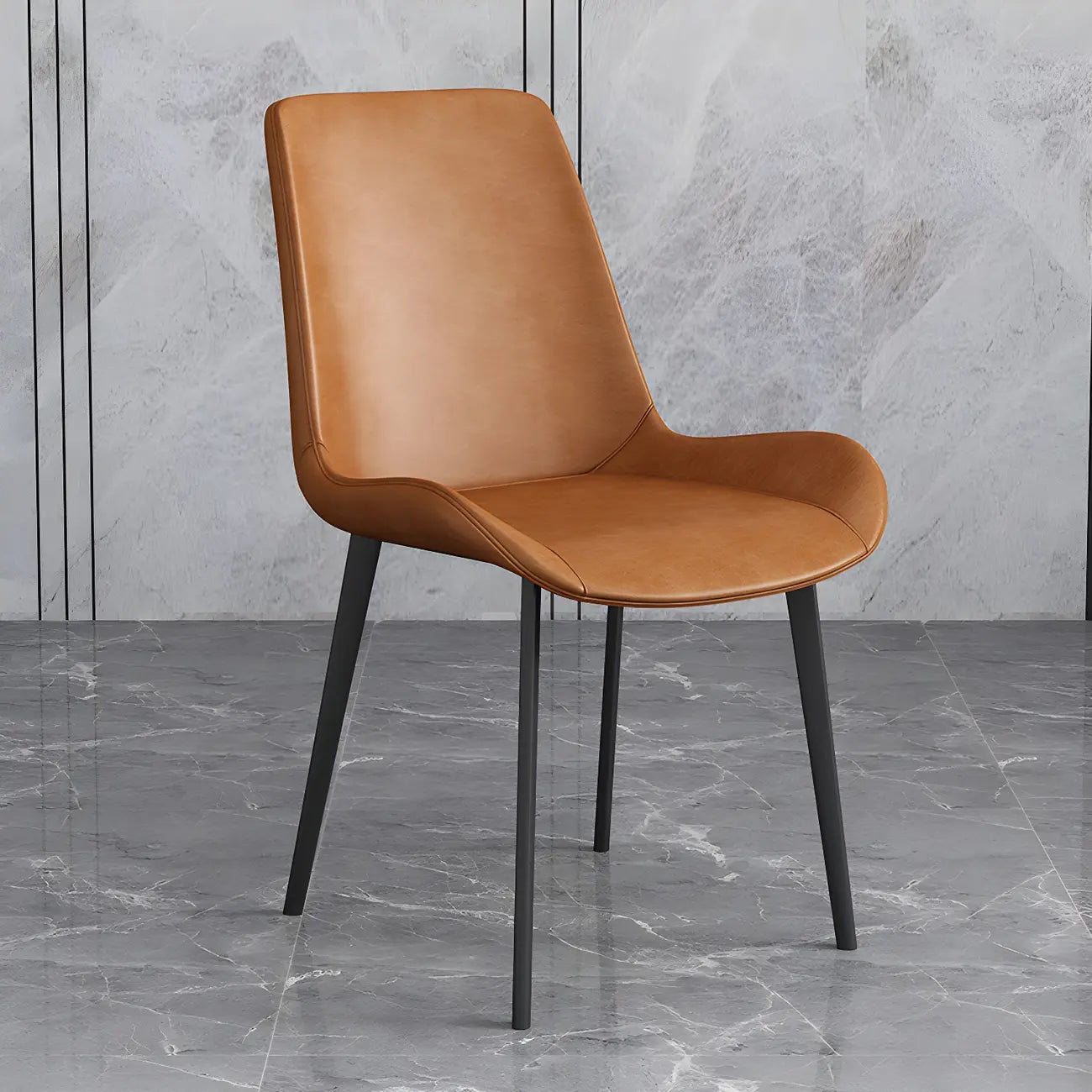 Chaise de salle à manger Parsons sans accoudoirs, revêtue de cuir et inclinée