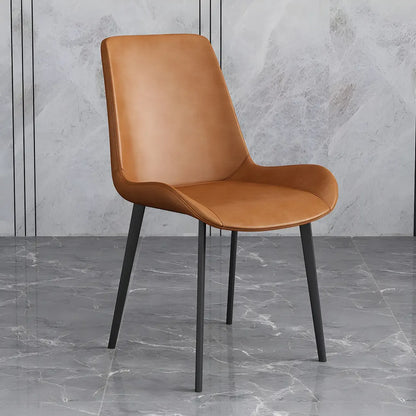 Chaise de salle à manger Parsons sans accoudoirs, revêtue de cuir et inclinée