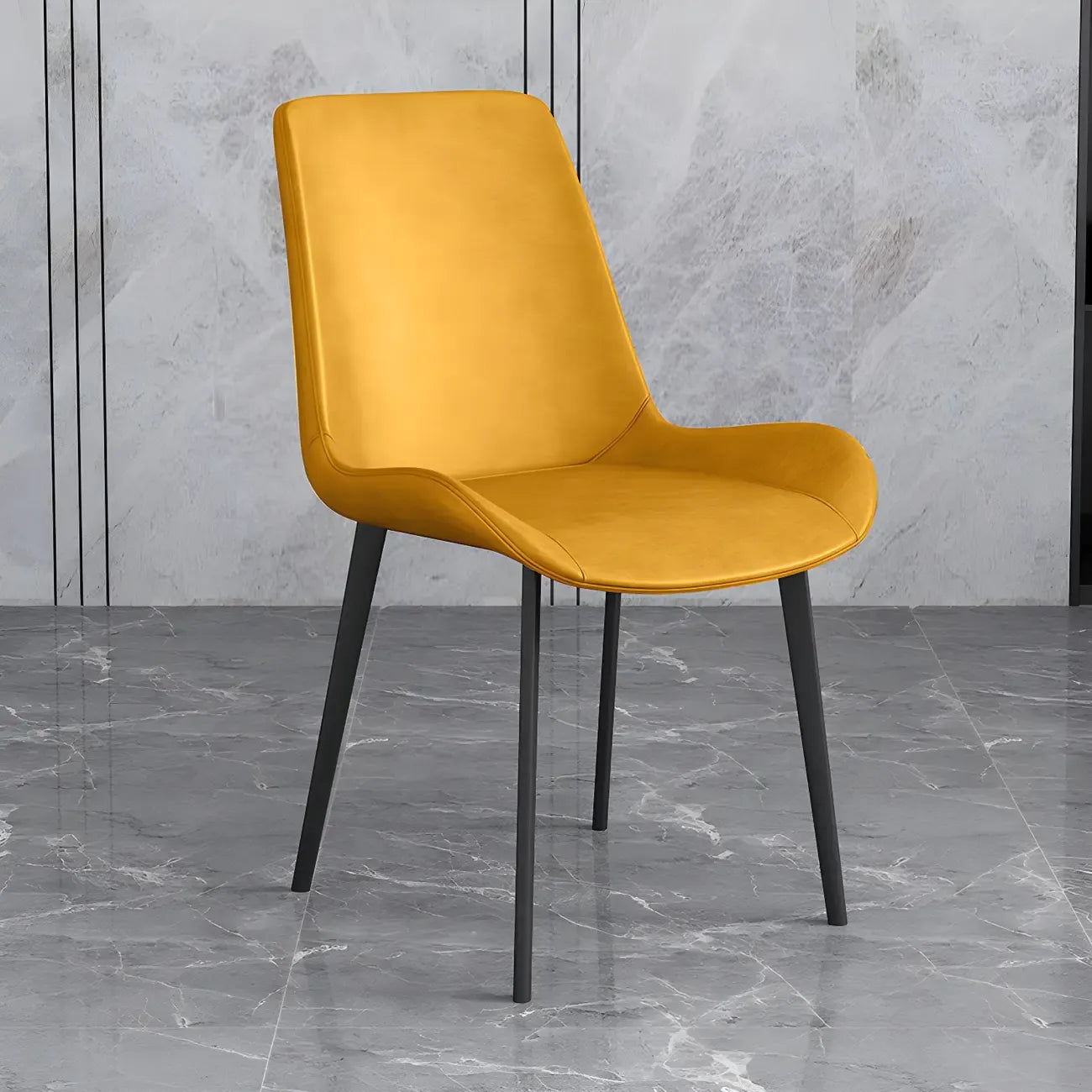 Chaise de salle à manger Parsons sans accoudoirs, revêtue de cuir et inclinée