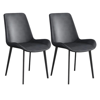 Chaise de salle à manger Parsons sans accoudoirs, revêtue de cuir et inclinée
