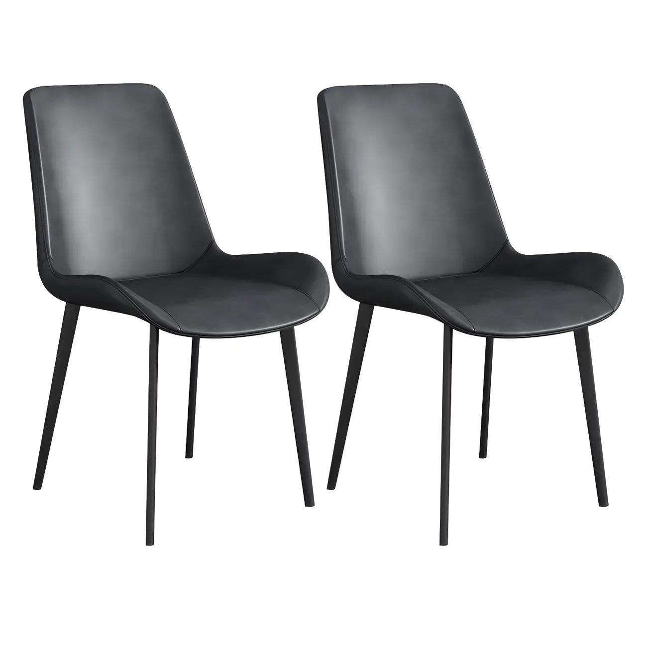 Chaise de salle à manger Parsons sans accoudoirs, revêtue de cuir et inclinée