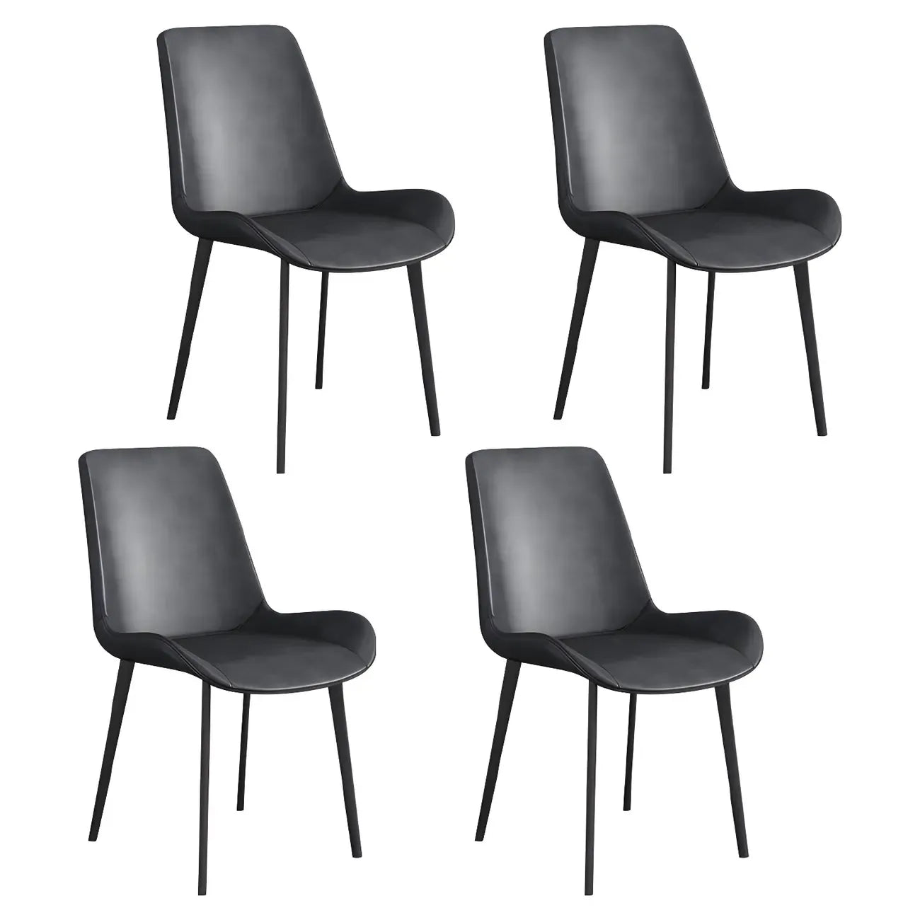 Chaise de salle à manger Parsons sans accoudoirs, revêtue de cuir et inclinée