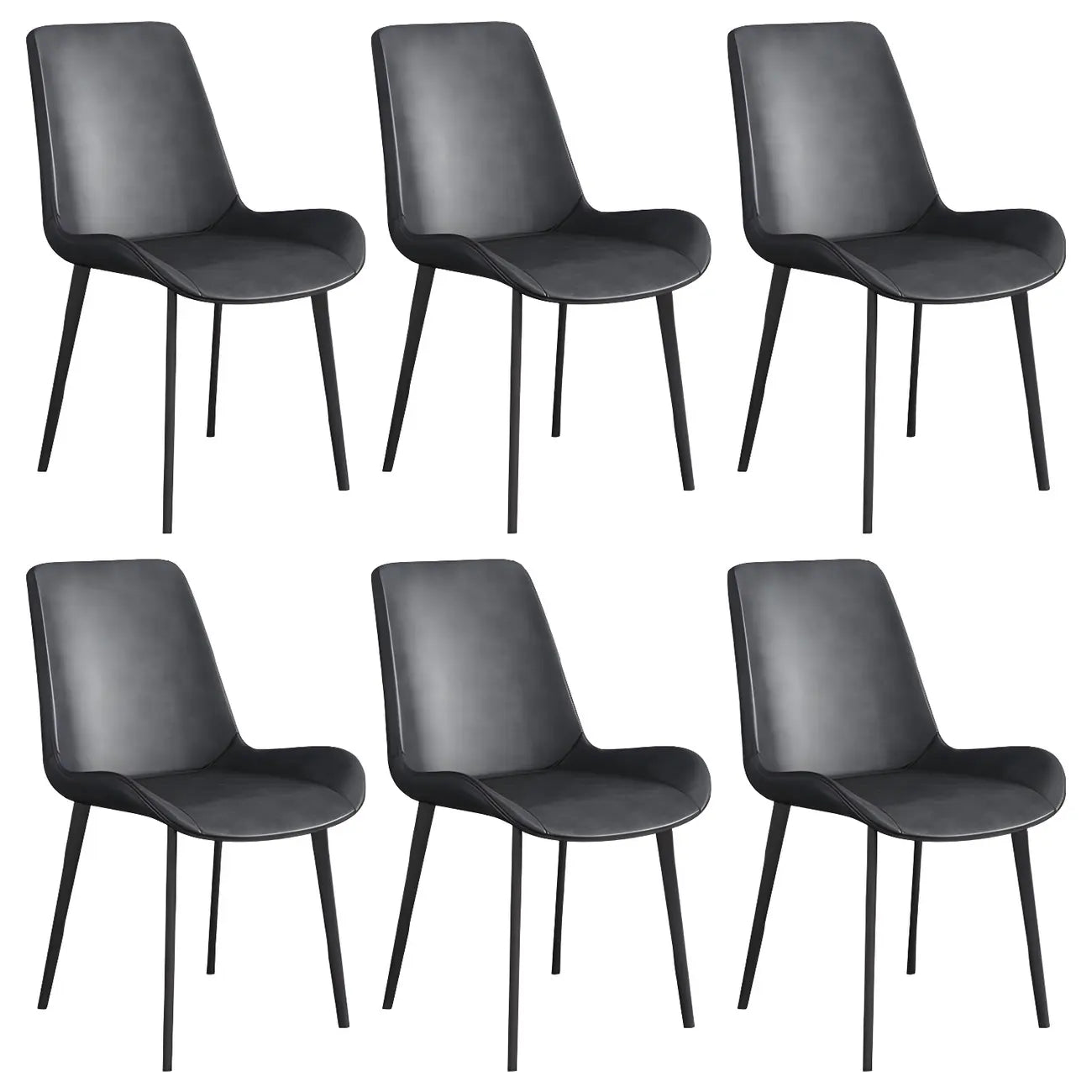 Chaise de salle à manger Parsons sans accoudoirs, revêtue de cuir et inclinée