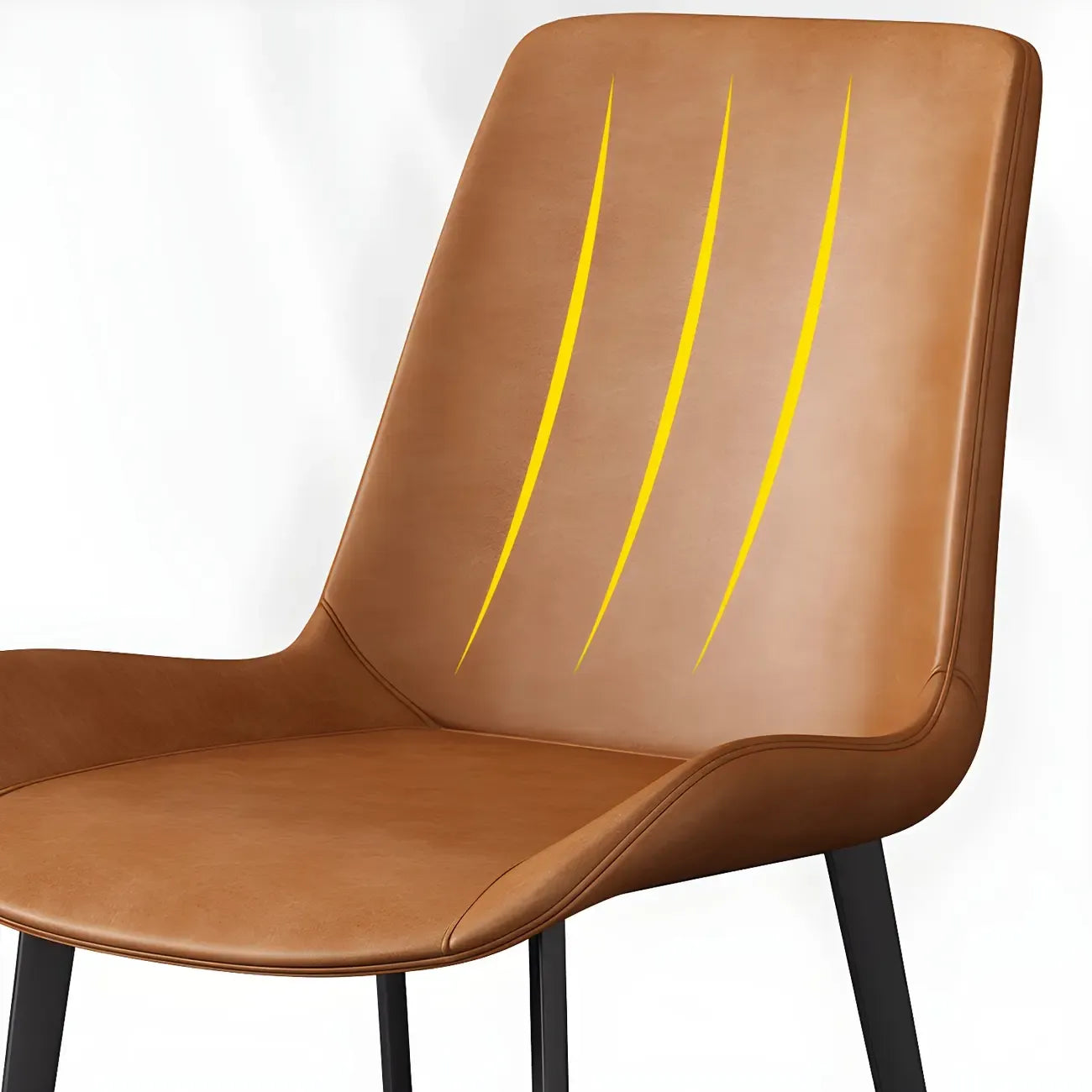 Chaise de salle à manger Parsons sans accoudoirs, revêtue de cuir et inclinée