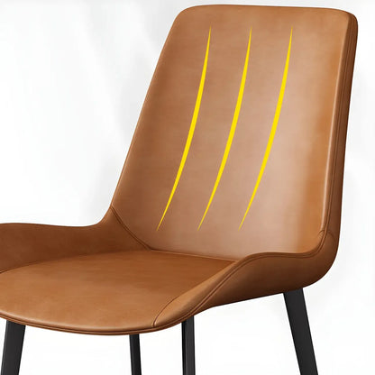 Chaise de salle à manger Parsons sans accoudoirs, revêtue de cuir et inclinée