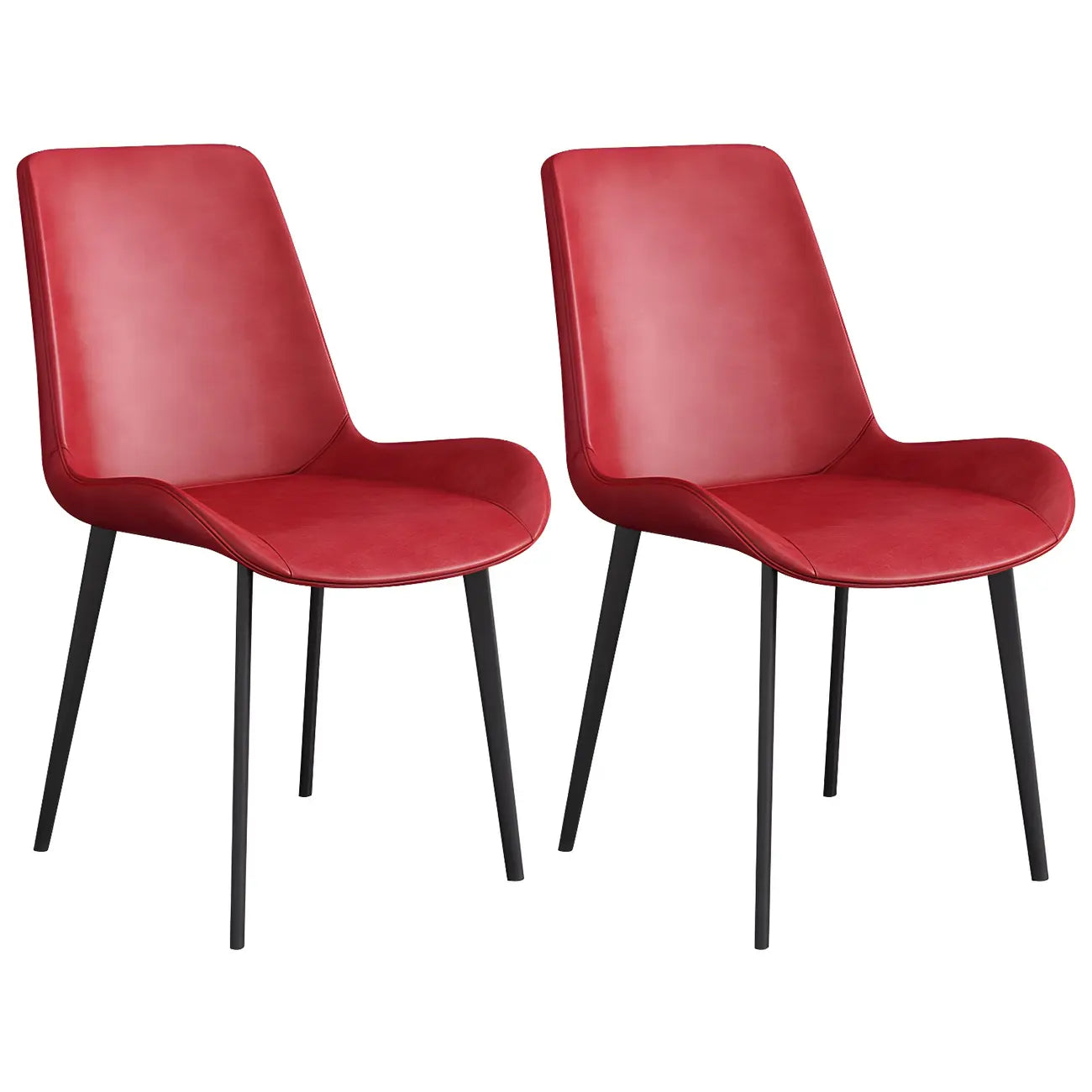 Chaise de salle à manger Parsons sans accoudoirs, revêtue de cuir et inclinée