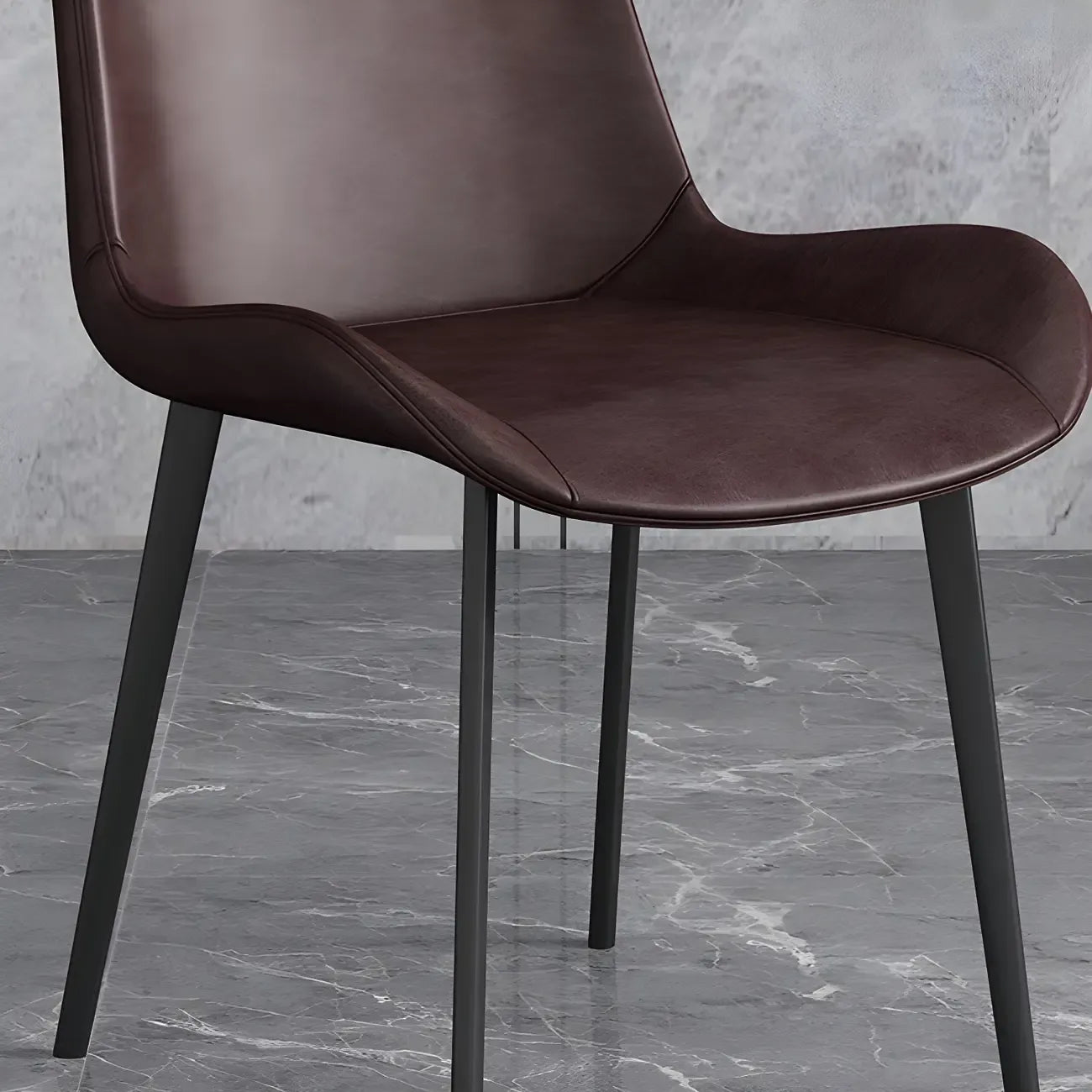 Chaise de salle à manger Parsons sans accoudoirs, revêtue de cuir et inclinée