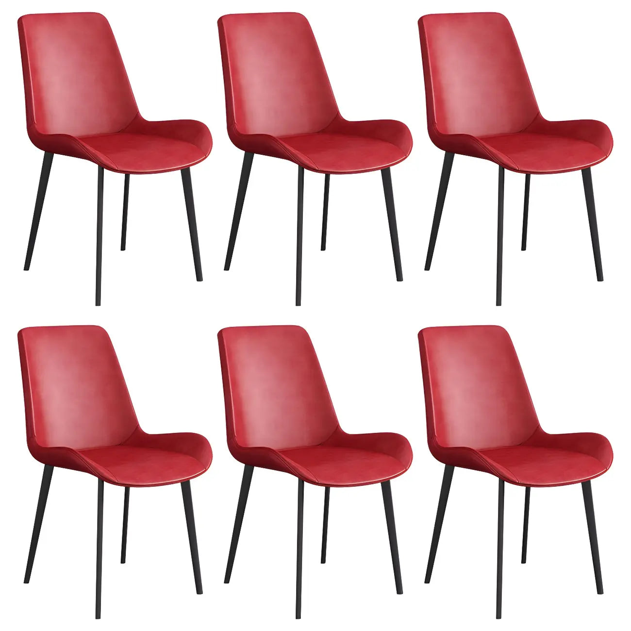 Chaise de salle à manger Parsons sans accoudoirs, revêtue de cuir et inclinée