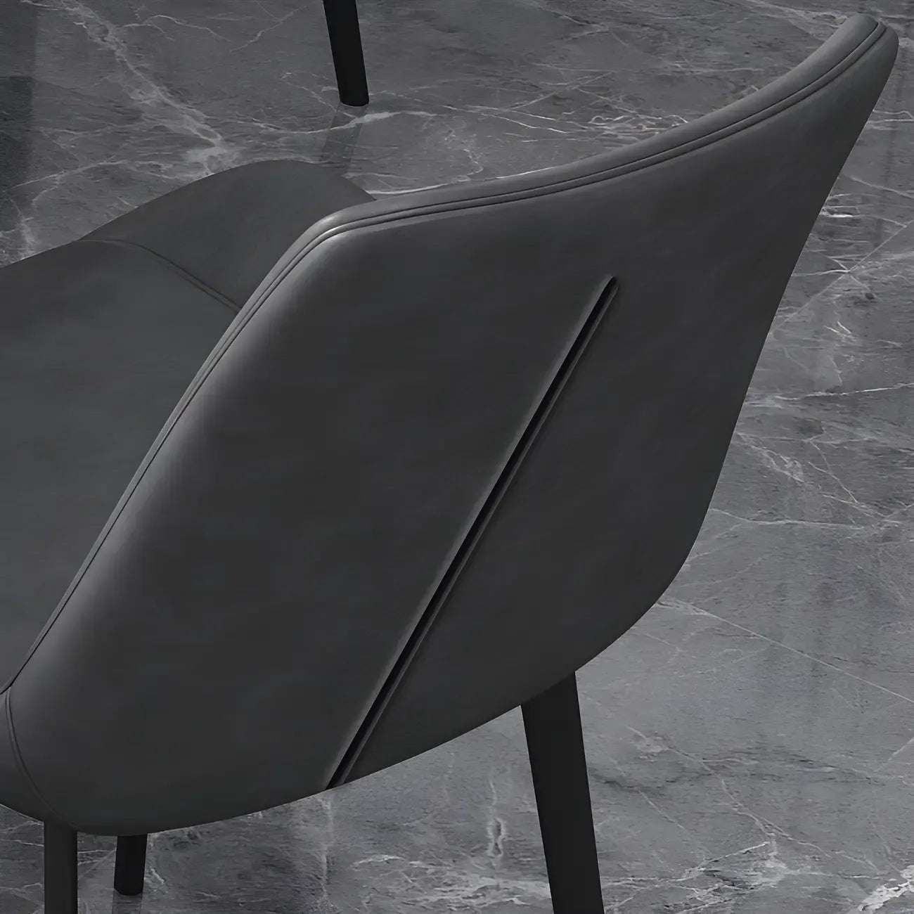 Chaise de salle à manger Parsons sans accoudoirs, revêtue de cuir et inclinée