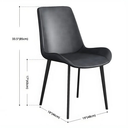 Chaise de salle à manger Parsons sans accoudoirs, revêtue de cuir et inclinée