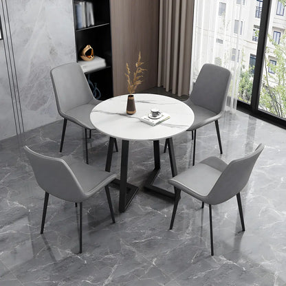 Chaise de salle à manger Parsons sans accoudoirs, revêtue de cuir et inclinée