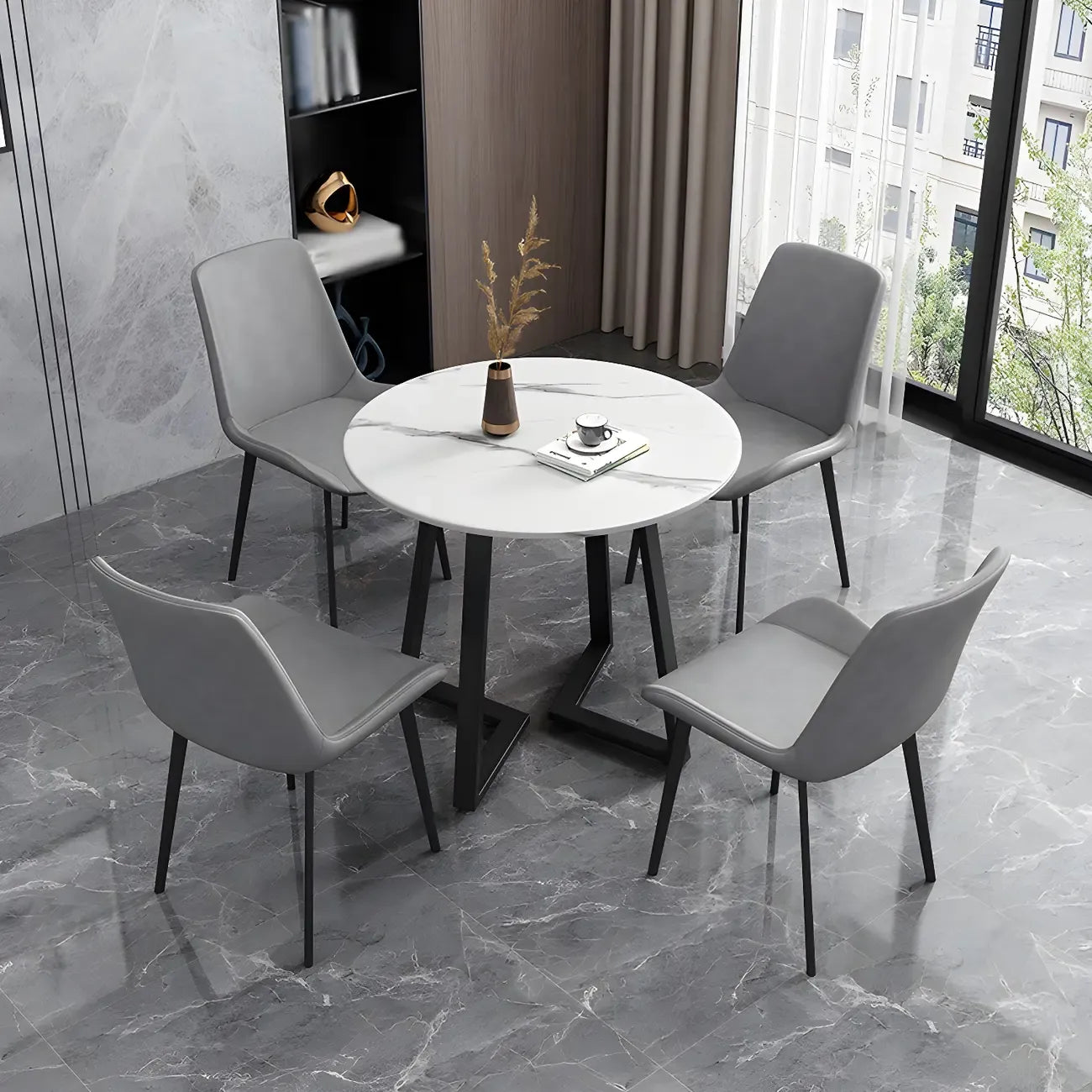 Chaise de salle à manger Parsons sans accoudoirs, revêtue de cuir et inclinée