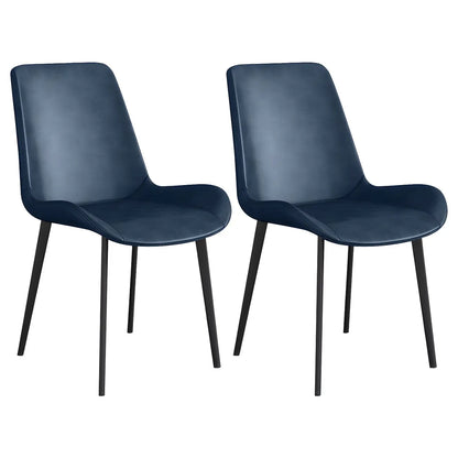 Chaise de salle à manger Parsons sans accoudoirs, revêtue de cuir et inclinée