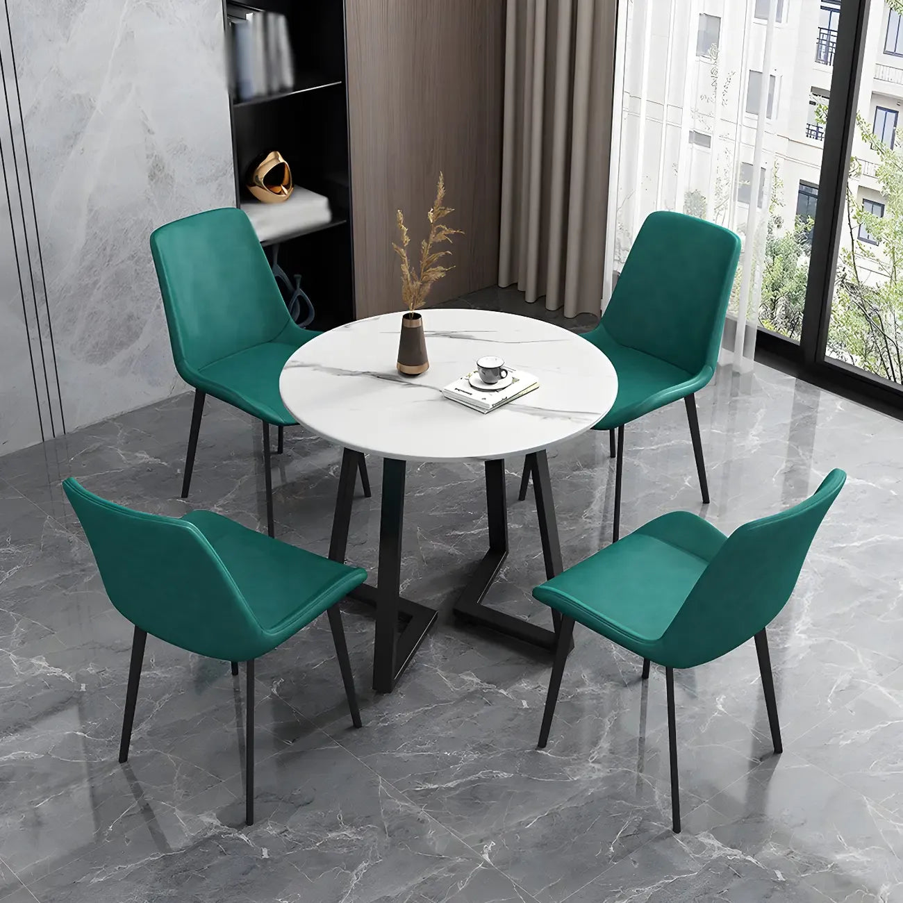 Chaise de salle à manger Parsons sans accoudoirs, revêtue de cuir et inclinée