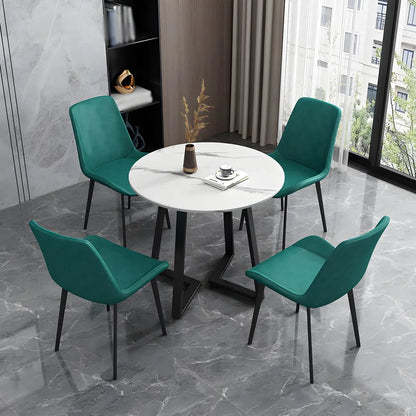 Chaise de salle à manger Parsons sans accoudoirs, revêtue de cuir et inclinée