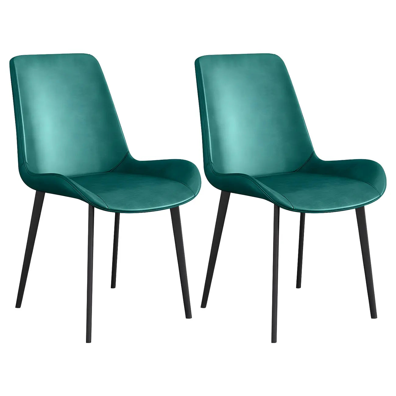 Chaise de salle à manger Parsons sans accoudoirs, revêtue de cuir et inclinée