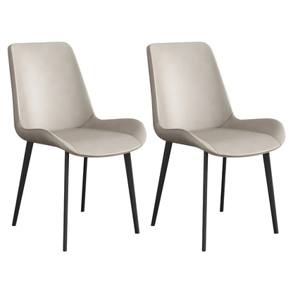 Chaise de salle à manger Parsons sans accoudoirs, revêtue de cuir et inclinée