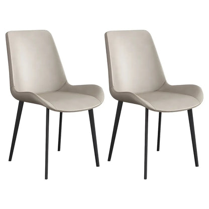 Chaise de salle à manger Parsons sans accoudoirs, revêtue de cuir et inclinée