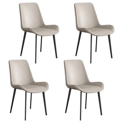 Chaise de salle à manger Parsons sans accoudoirs, revêtue de cuir et inclinée