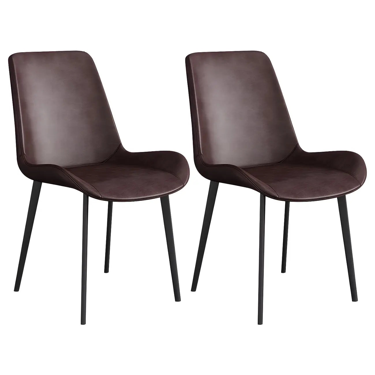 Chaise de salle à manger Parsons sans accoudoirs, revêtue de cuir et inclinée