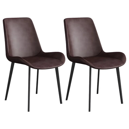 Chaise de salle à manger Parsons sans accoudoirs, revêtue de cuir et inclinée