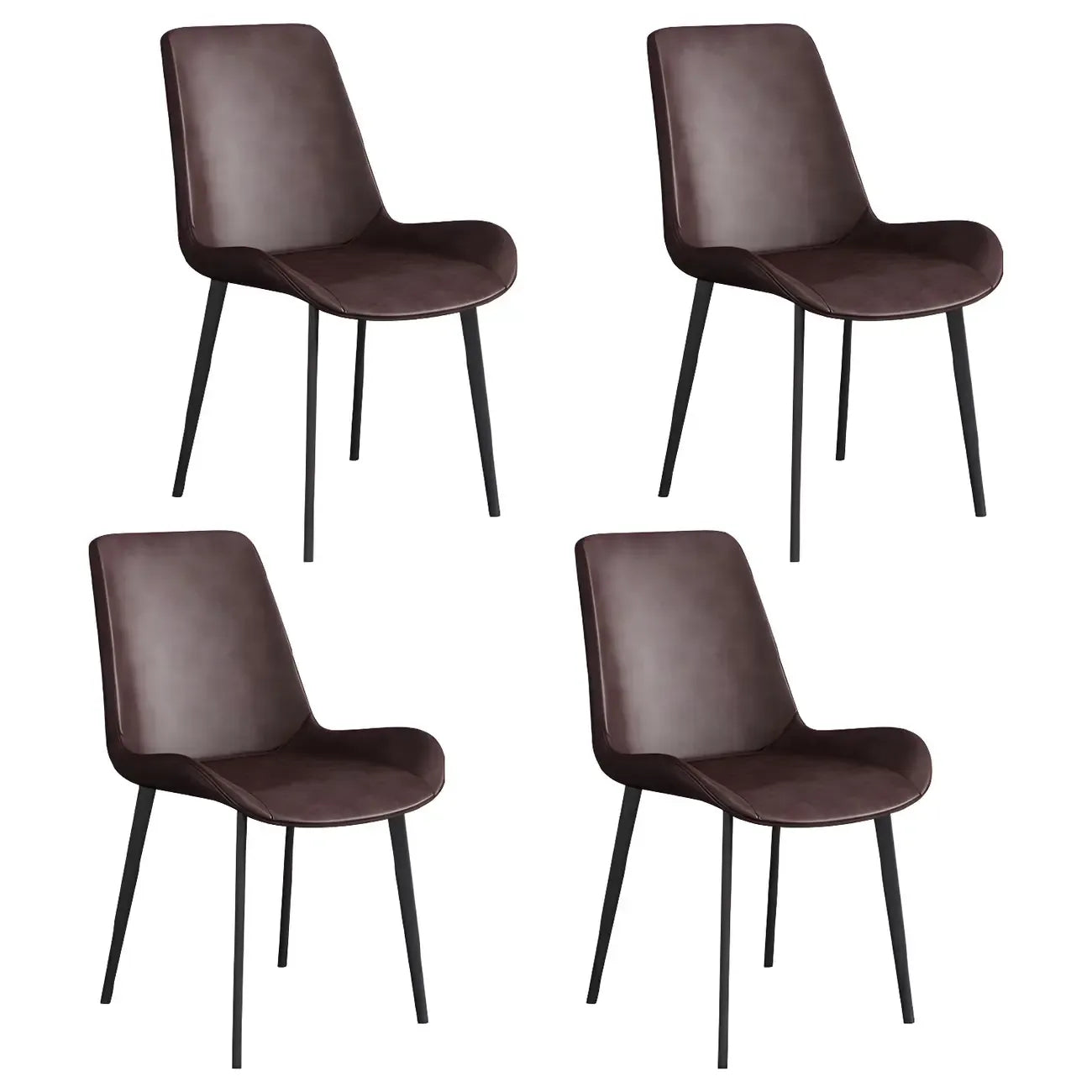 Chaise de salle à manger Parsons sans accoudoirs, revêtue de cuir et inclinée