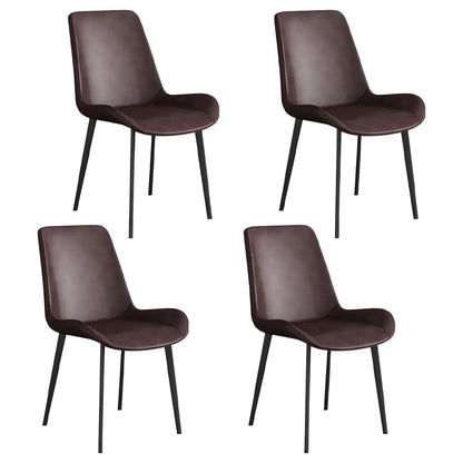 Chaise de salle à manger Parsons sans accoudoirs, revêtue de cuir et inclinée