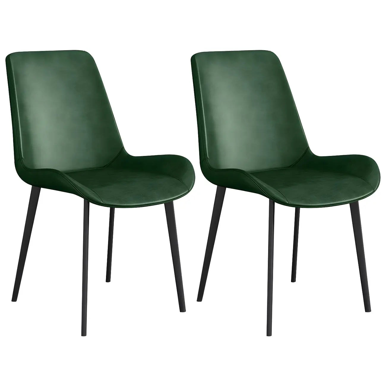 Chaise de salle à manger Parsons sans accoudoirs, revêtue de cuir et inclinée