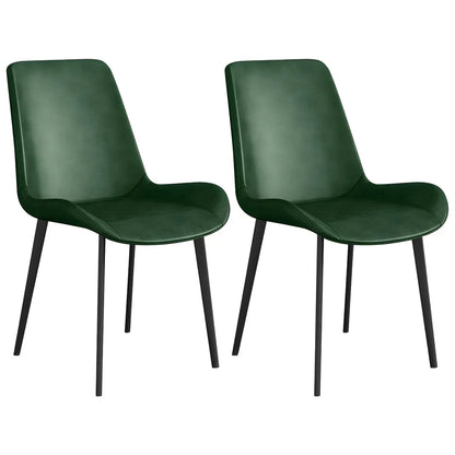 Chaise de salle à manger Parsons sans accoudoirs, revêtue de cuir et inclinée
