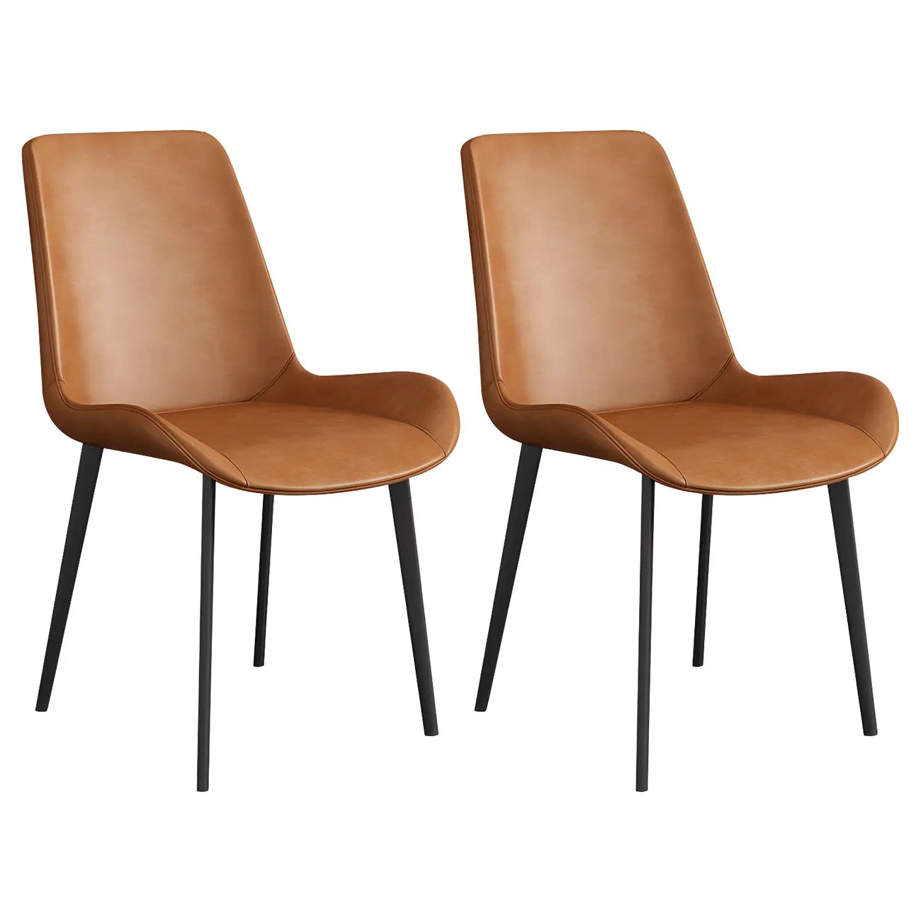 Chaise de salle à manger Parsons sans accoudoirs, revêtue de cuir et inclinée