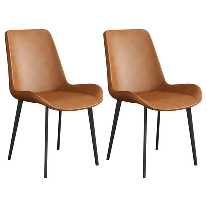 Chaise de salle à manger Parsons sans accoudoirs, revêtue de cuir et inclinée