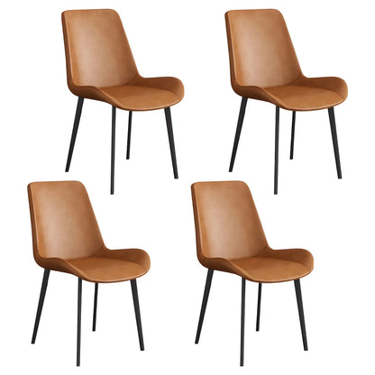 Chaise de salle à manger Parsons sans accoudoirs, revêtue de cuir et inclinée