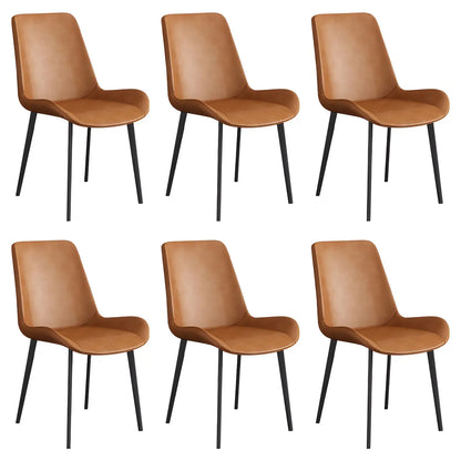 Chaise de salle à manger Parsons sans accoudoirs, revêtue de cuir et inclinée
