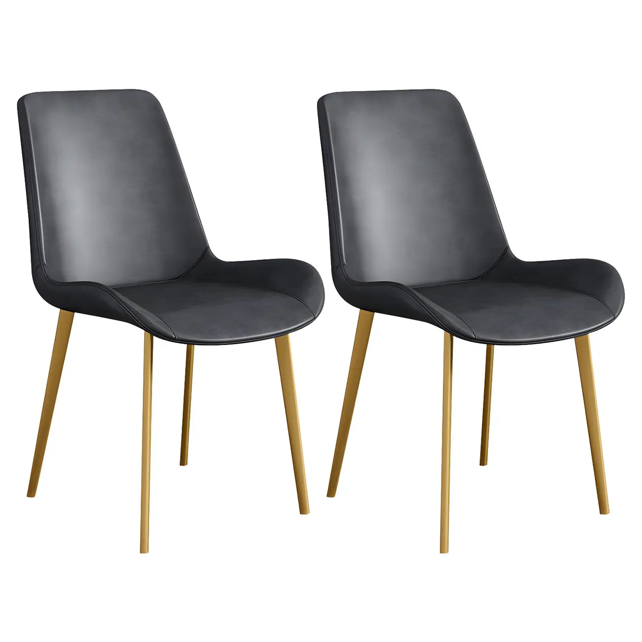 Chaise de salle à manger Parsons sans accoudoirs, revêtue de cuir et inclinée