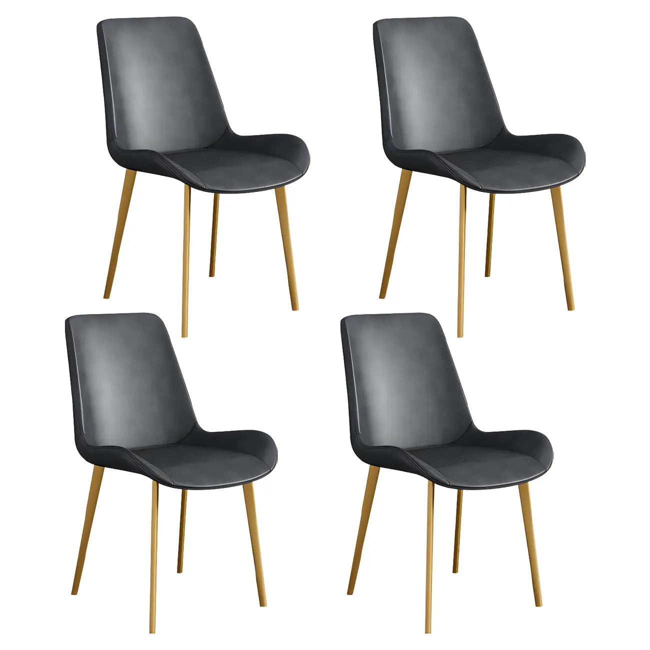 Chaise de salle à manger Parsons sans accoudoirs, revêtue de cuir et inclinée