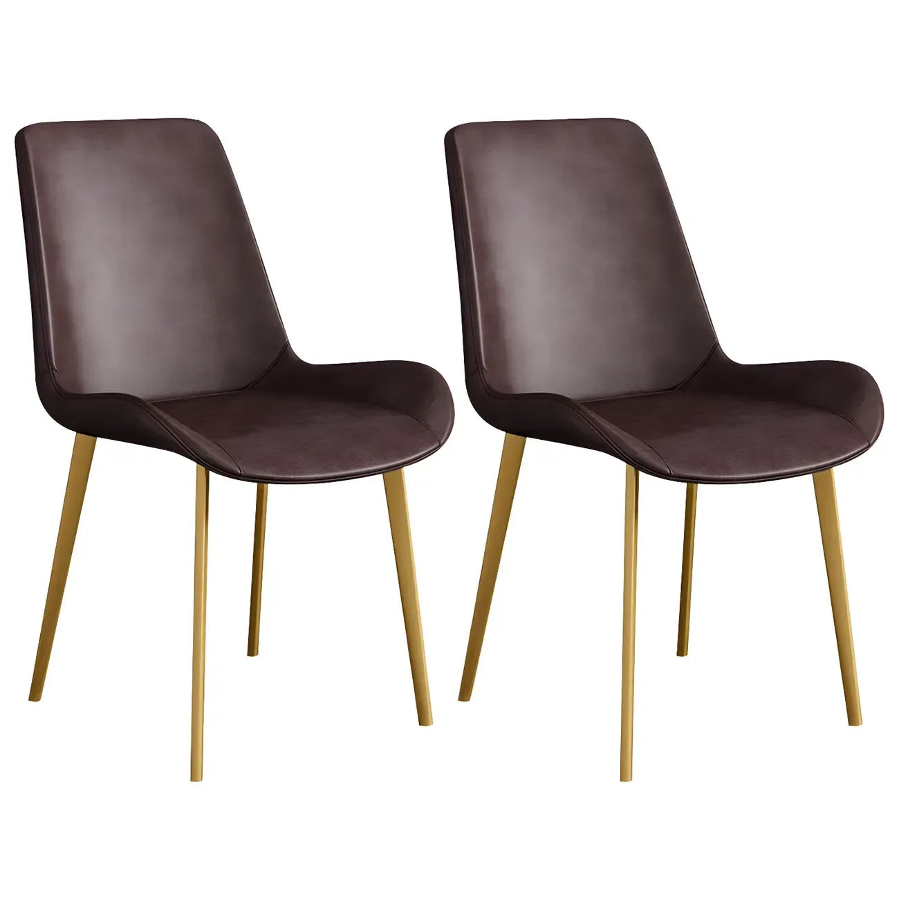 Chaise de salle à manger Parsons sans accoudoirs, revêtue de cuir et inclinée