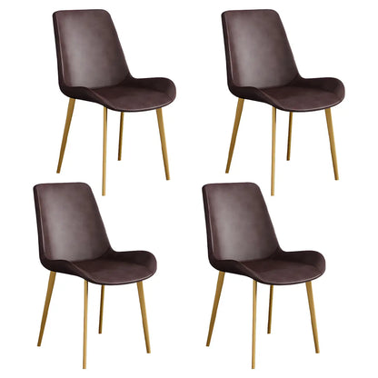 Chaise de salle à manger Parsons sans accoudoirs, revêtue de cuir et inclinée