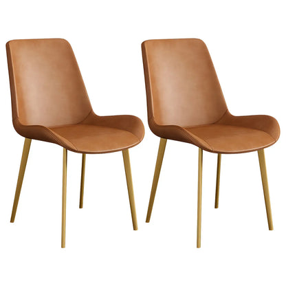 Chaise de salle à manger Parsons sans accoudoirs, revêtue de cuir et inclinée