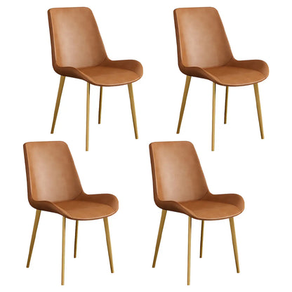 Chaise de salle à manger Parsons sans accoudoirs, revêtue de cuir et inclinée