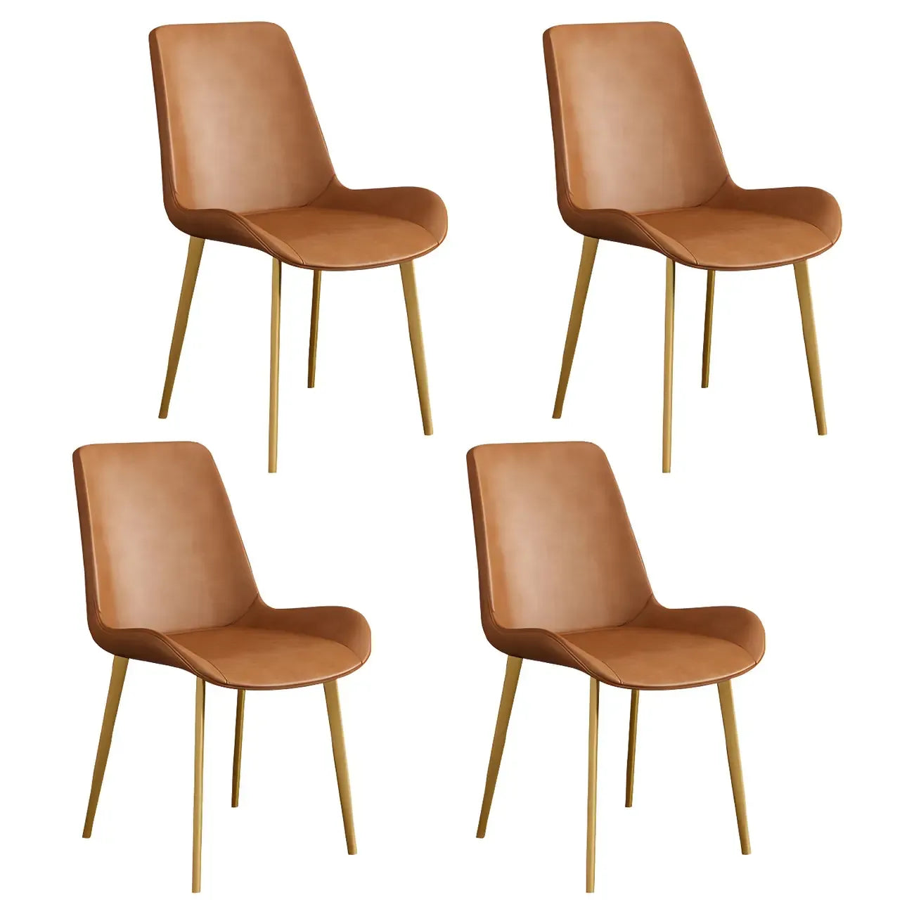 Chaise de salle à manger Parsons sans accoudoirs, revêtue de cuir et inclinée
