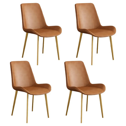 Chaise de salle à manger Parsons sans accoudoirs, revêtue de cuir et inclinée