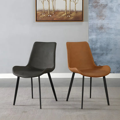 Ensemble de 2 chaises de salle à manger de style industriel moderne avec revêtement en cuir