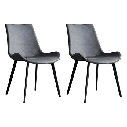Ensemble de 2 chaises de salle à manger de style industriel moderne avec revêtement en cuir