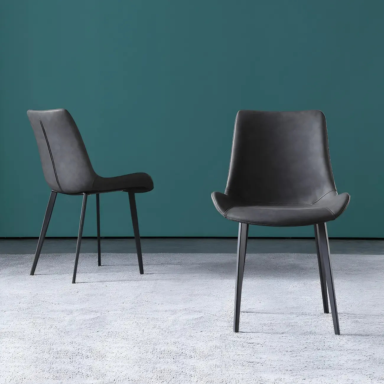 Ensemble de 2 chaises de salle à manger de style industriel moderne avec revêtement en cuir